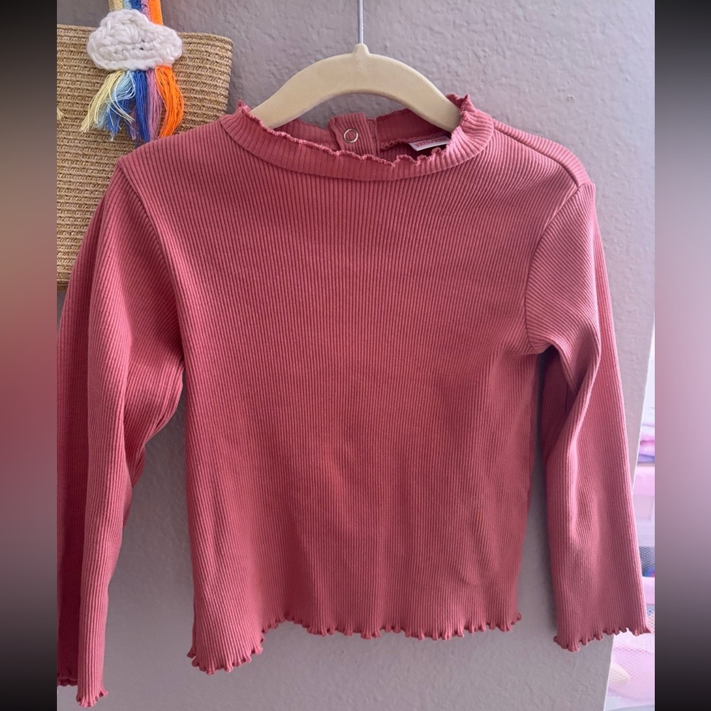 Zara : Ribbed Pink Long Sleeve